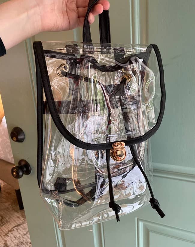 Reviewer image of the black clear backpack
