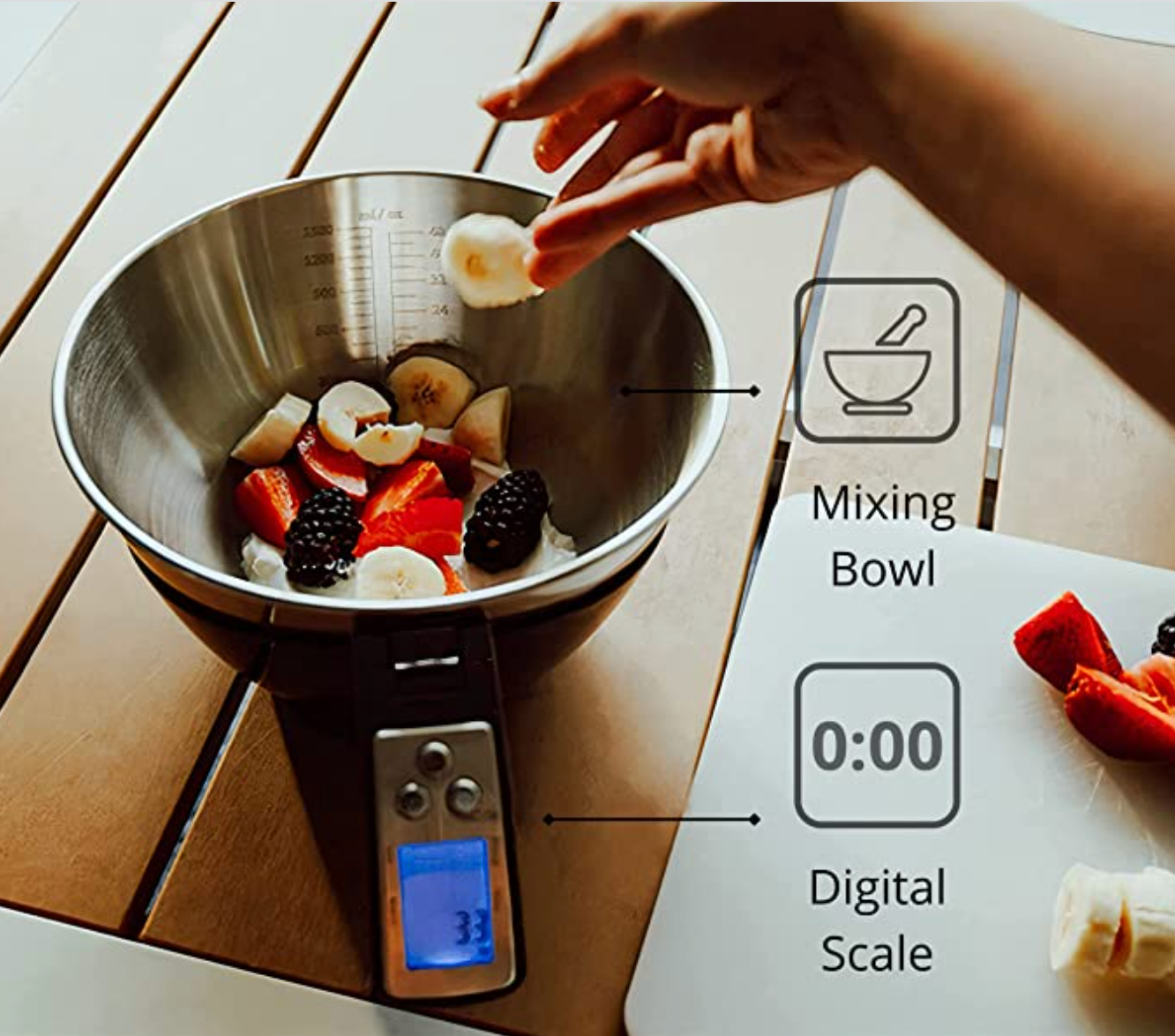 Electronic Kitchen Scale Premium Large Display Backing Scale Wet Dry Food  Weighing Scale with Stainless Steel Mixing Bowl - AliExpress