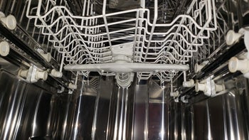 A reviewer's dishwasher after using the dishwasher cleaner, noticeably cleaner