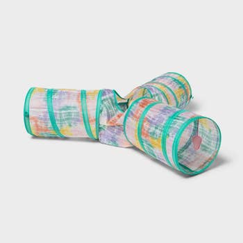 colorful tie dye three tube tunnel with hole in the middle 