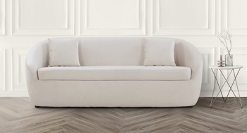 lifestyle image of cream velvet sofa