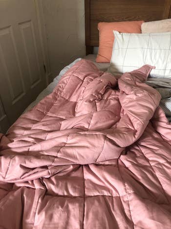 a reviewer's pink blanket