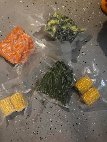 reviewer's vegetables in vacuum sealed bags