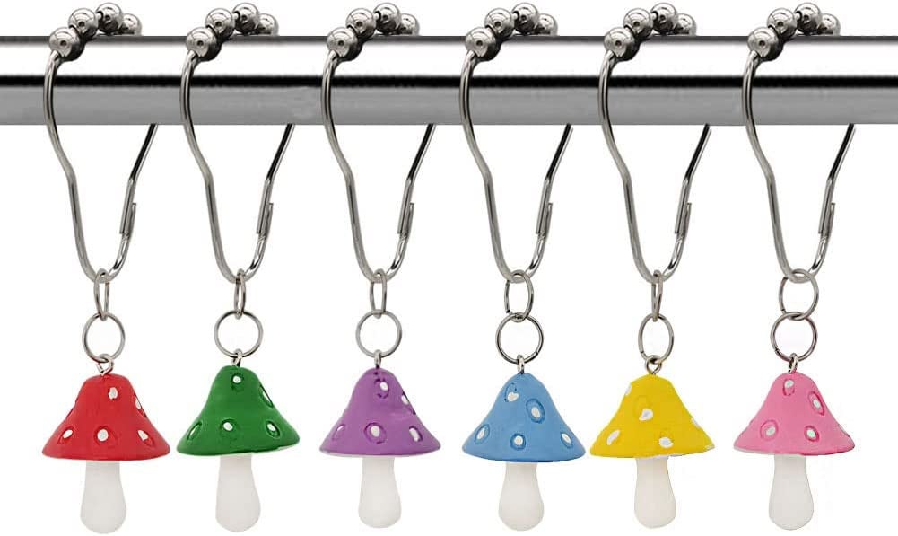 multi color mushroom shower hooks