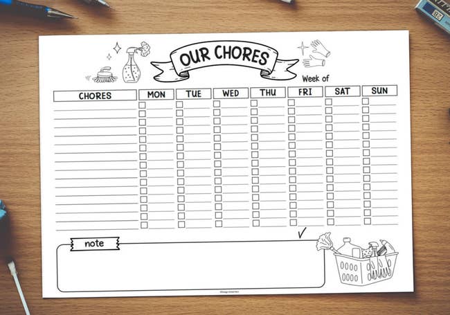 blank roommate chore chart