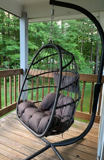 Reviewer image of black hanging chair 