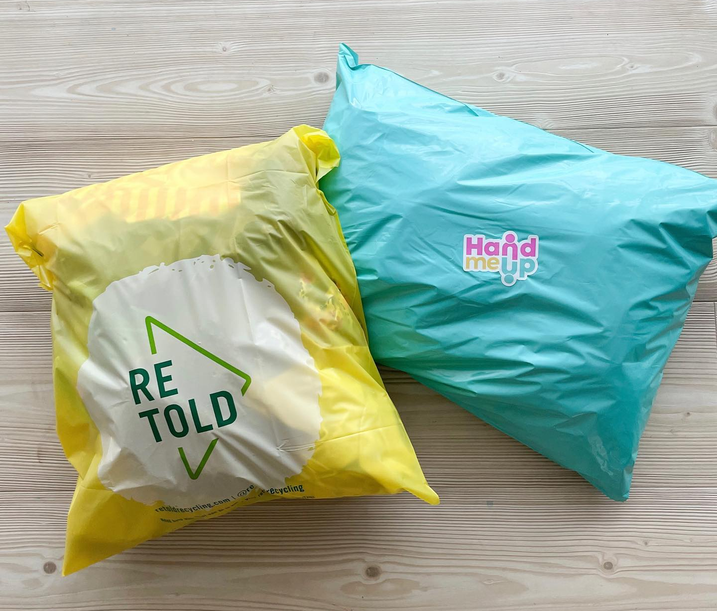 two of the filled recycling bags