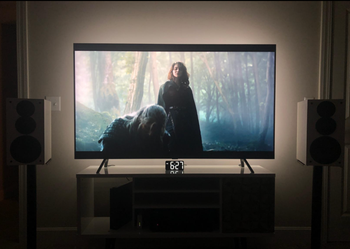 A TV backlit with white light