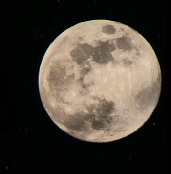 closeup image of the moon through a reviewer's telescope