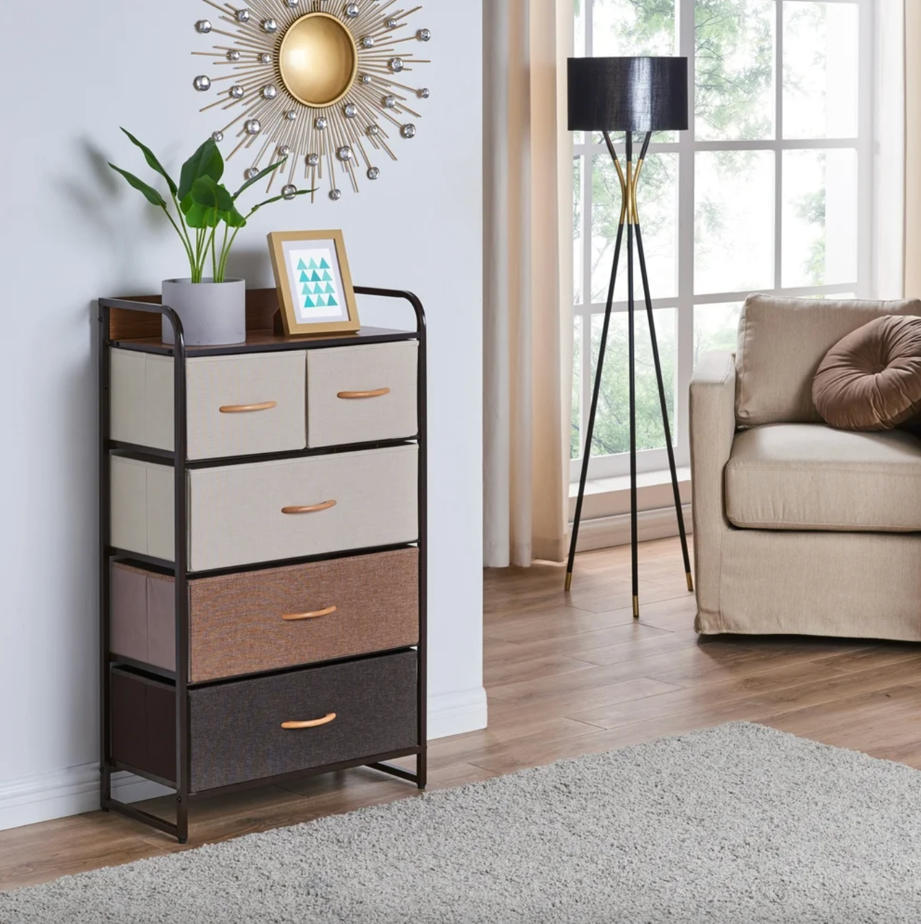 multicolor brown fabric dresser in living room