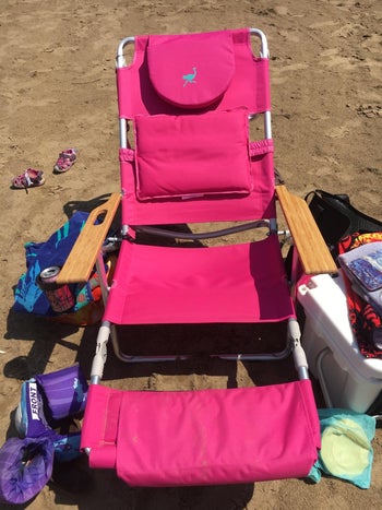 reviewer photo of the pink beach chair