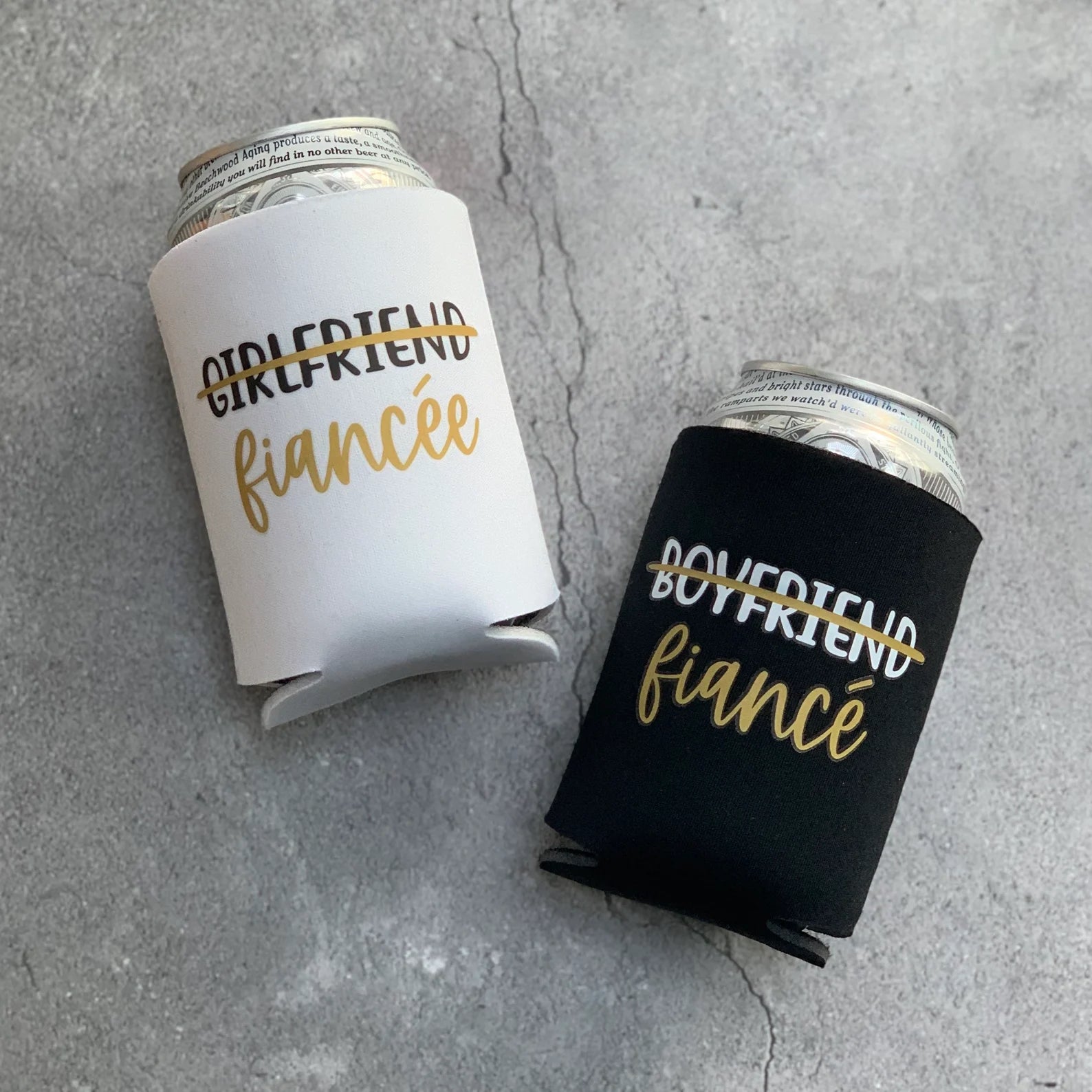 two can coolers in black and white with the words