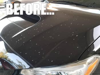 reviewer's car hood splattered with concrete