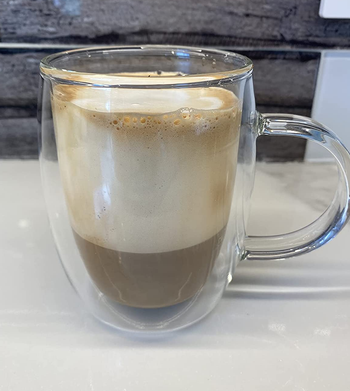 reviewer photo of a homemade coffee beverage topped with a thick layer of foam