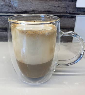 reviewer photo of a homemade coffee beverage topped with a thick layer of foam