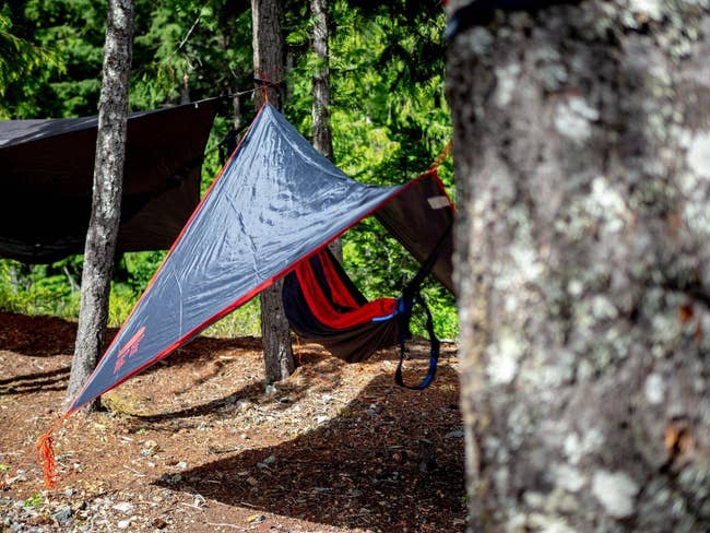Reviewer pic of the tarp over their hammock