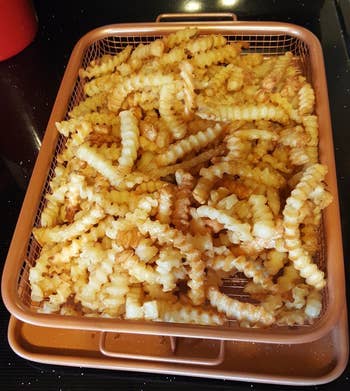 reviewer photo of crinkle-cut fries on the tray