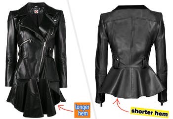 Two images showing both styles of black jackets