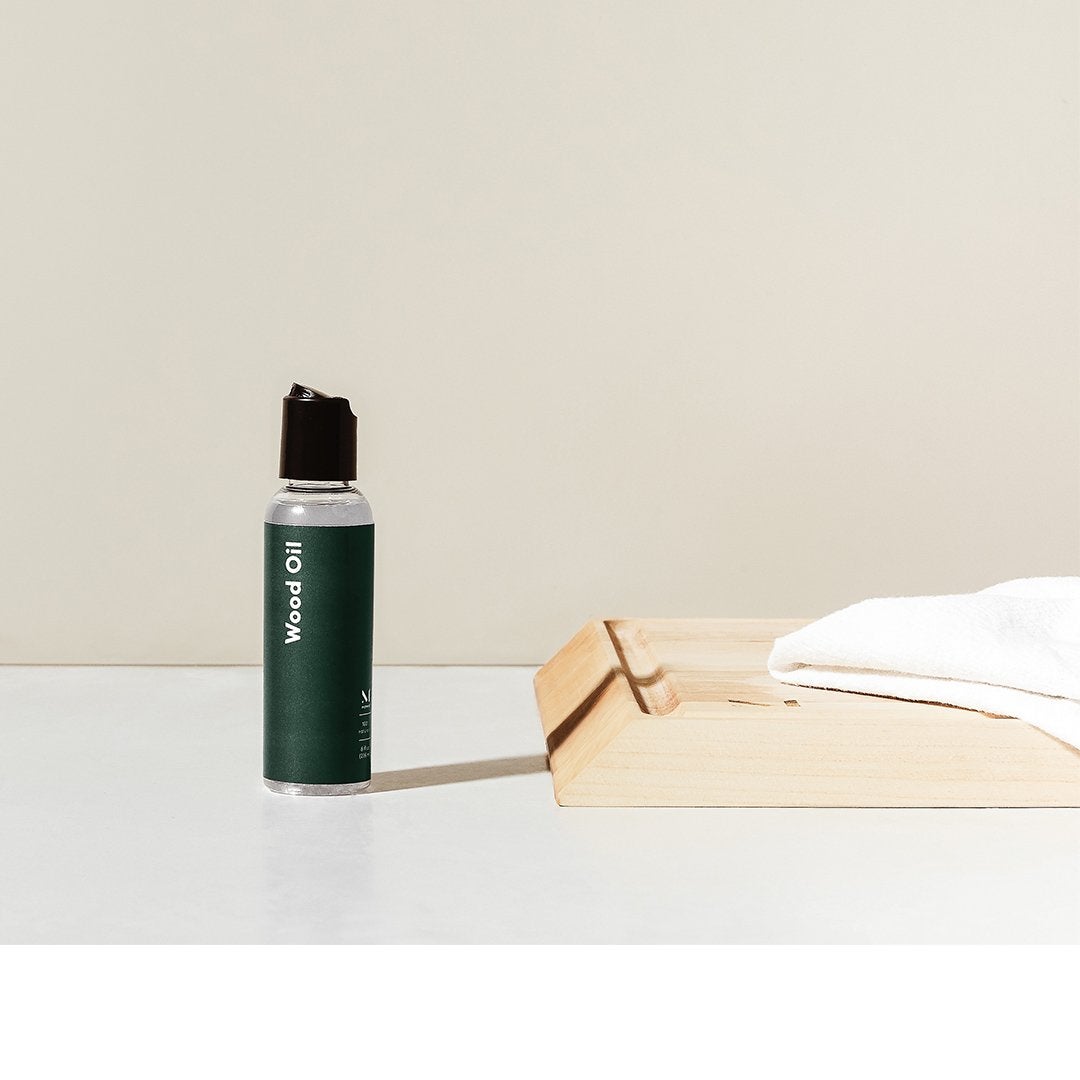 The bottle of wood oil