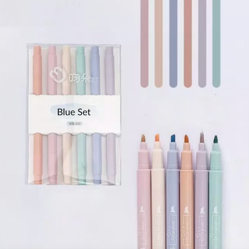 various colors of highlighters in the blue tone set