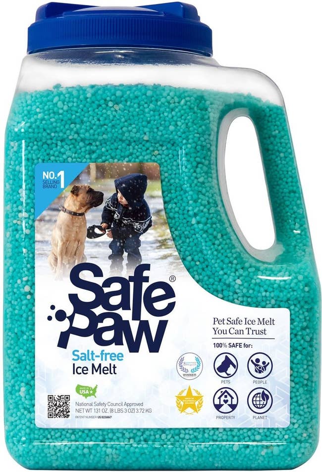 a bottle of safe paw salt-free ice melt 