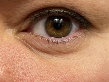 Close-up of a person's oculus with elaborate absorption connected lashes and tegument texture