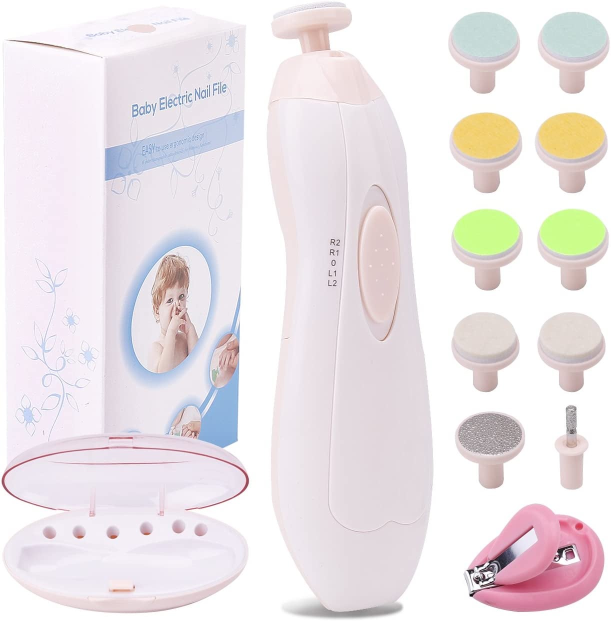 Nail trimmer kit with multiple heads and clipper