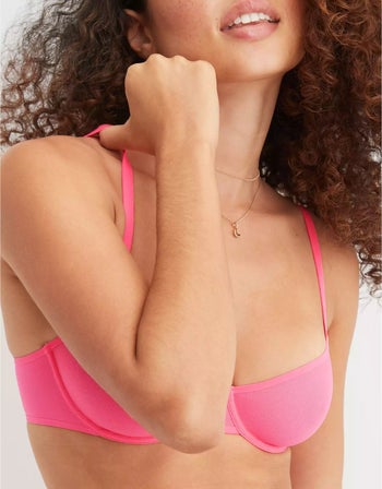 closeup of the pink bra