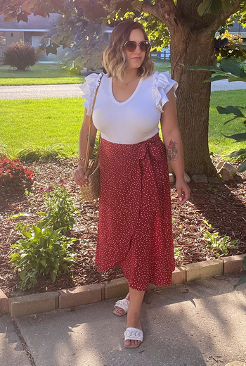 the red polka dot skirt