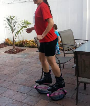 reviewer wearing the shoes while outside