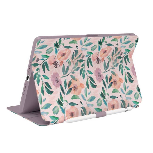 a pink floral ipad case