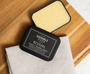 the balm on a wooden surface