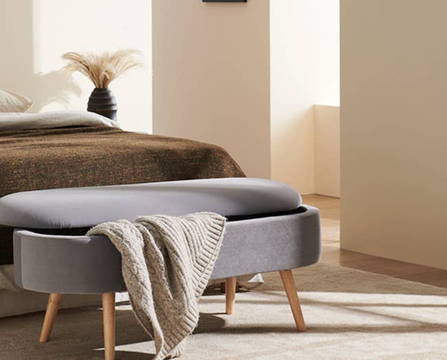 the grey velvet ottoman with removable top