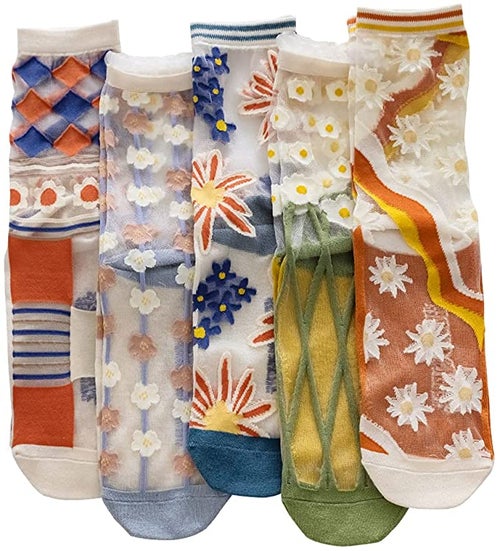 sheer floral sock set