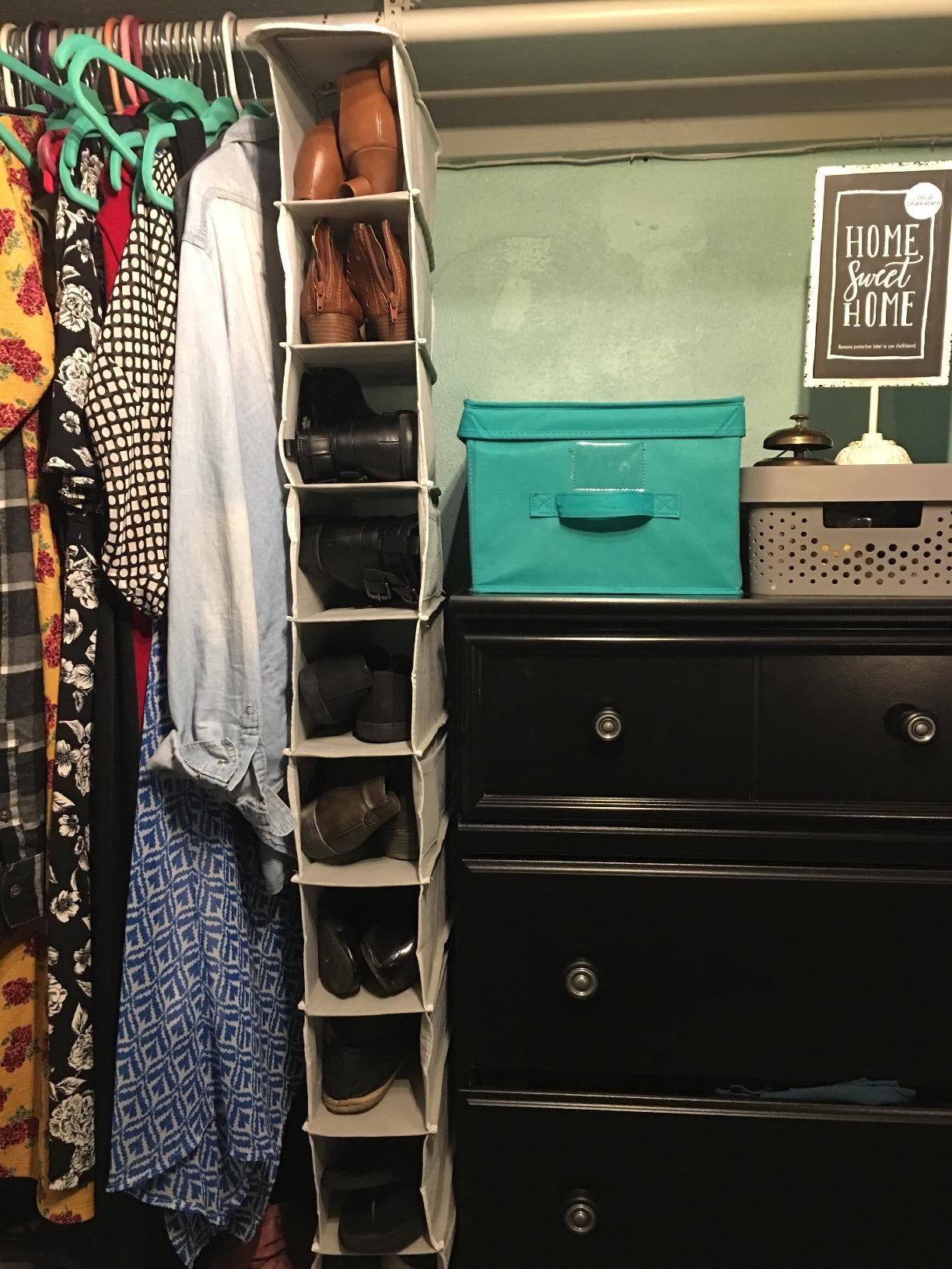 2-Tier Closet Shoe Rack, Dorm Closet Organizer
