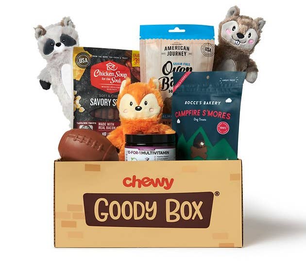 the box of treats and toys
