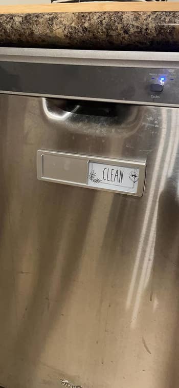 a clean magnet on a reviewer's dish washer