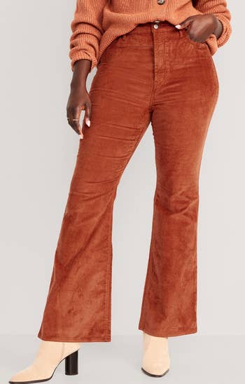 a close up view of the orange pants