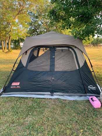 a reviewer photo of the smaller tent set up