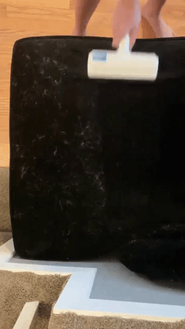 gif of reviewer using the roller to remove hair