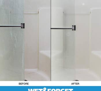 a shower before and after using cleaner