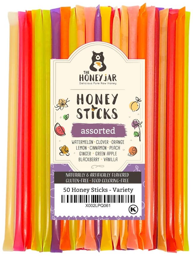 50 pack of assorted honey stick flavors 