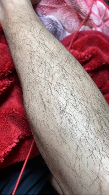 reviewer's hairy leg before waxing