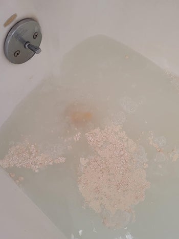 the powder in a bathtub