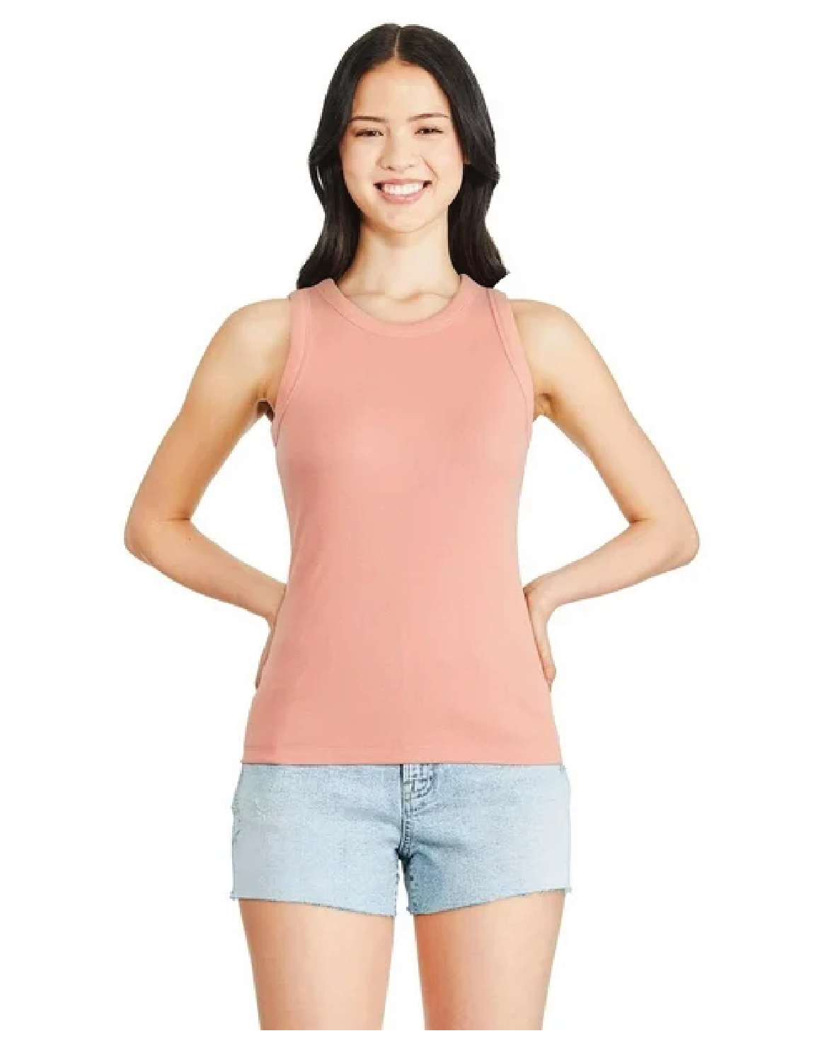 person wearing ribbed tank top 