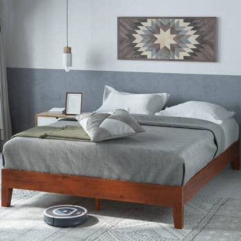 the bed frame in cherry