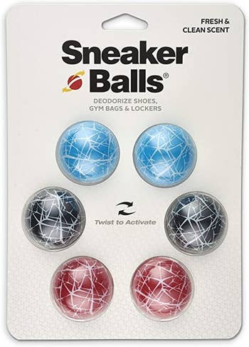 a six-pack of sneaker balls in assorted colors