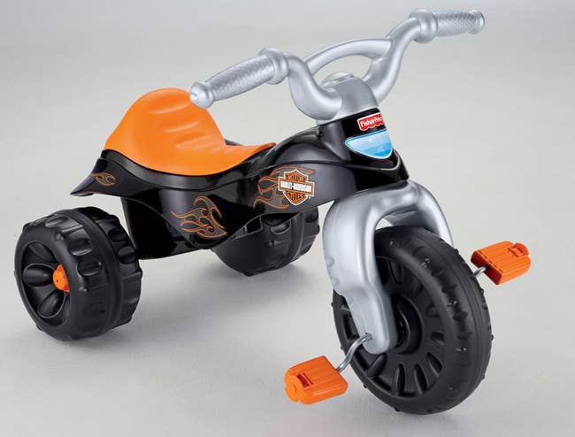 Fisher-Price Harley-Davidson Tough Trike for kids with durable tires and big foot pedals