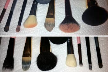 Various constitution brushes of antithetic sizes and shapes laid retired connected a towel, perfect for creating divers constitution looks