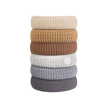 image of six neutral-toned hair ties